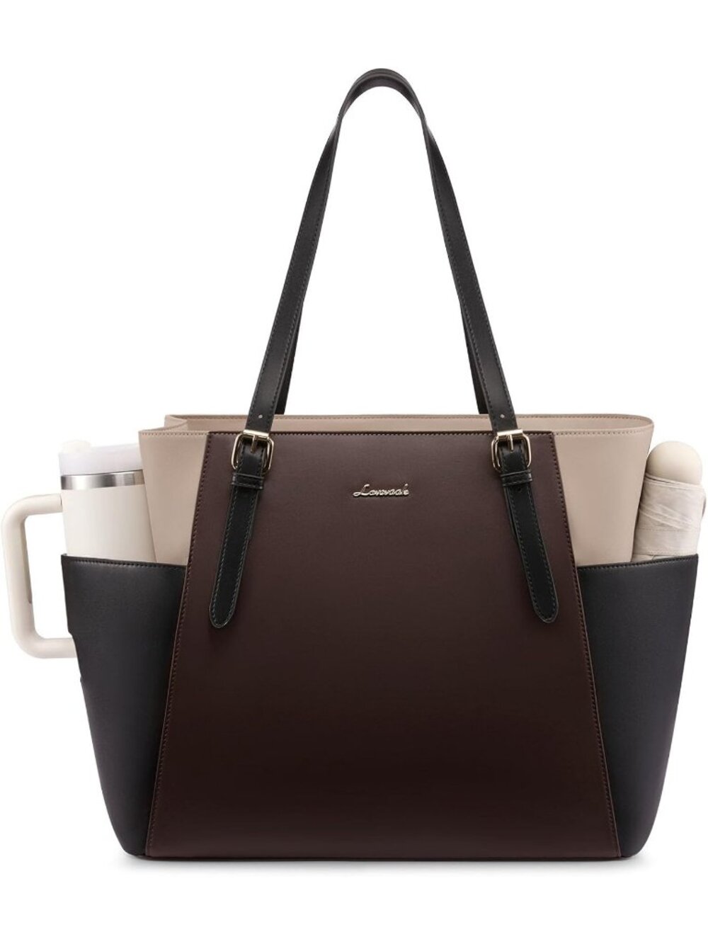 Women Coffee LeatheLeather Work Computer Briefcase Laptop Tote Shoulder Bag